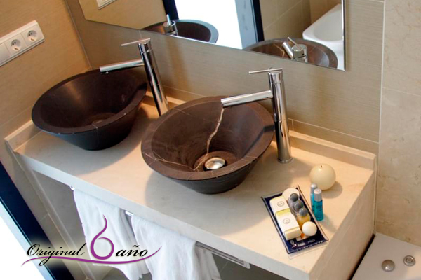 Ideas para baños. Lavabo piedra natural negro